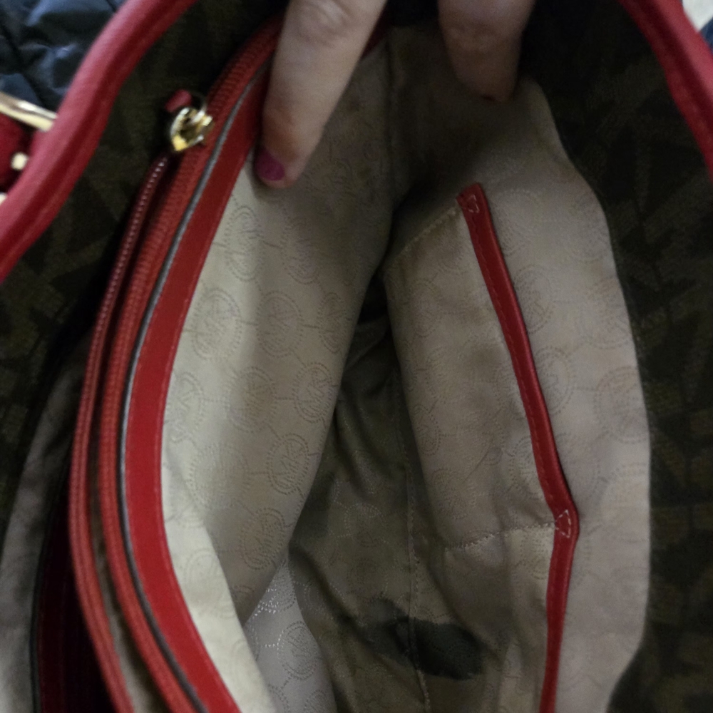 Michael Kors Brown Tote with Red Trim - Picture 4 of 9